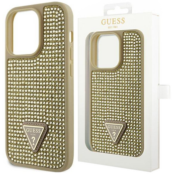 Etui Guess GUHCP14LHDGTPD na iPhone 14 Pro - złote Rhinestone Triangle