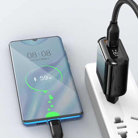 MCDODO SZYBKA ŁADOWARKA SIECIOWA DO TELEFONU 2X USB USB-C PD 20W MIERNIK