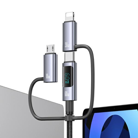 USAMS KABEL 6W1 FAST CHARGING 60W DO TELEFONÓW IPHONE ANDROID 2M ALUMINIUM