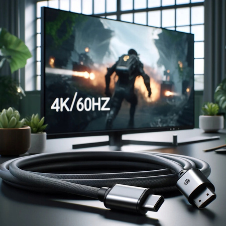 CO2 KABEL DISPLAYPORT HDMI 2.0 PRZEWÓD DP - HDMI FHD 240HZ 4K 60HZ HDR 2M