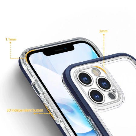 HURTEL ETUI POKROWIEC CASE ŻELOWY DO IPHONE 12 PRO MAX CLEAR 3IN1 RAMKA