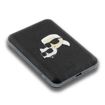 Karl Lagerfeld Powerbank indukcyjnyKLPB5FPGKSKCHK 15W 5000mAh czarny/black Karl&Choupette Head Pin MagSafe
