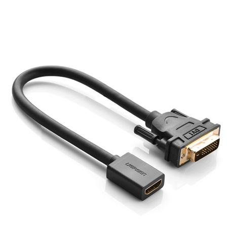 Ugreen kabel przewód adapter DVI (męski) - HDMI (żeński) 0.15m czarny (20118)