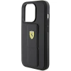 Etui Ferrari Grip Stand Metal Logo na iPhone 15 Pro Max - czarne