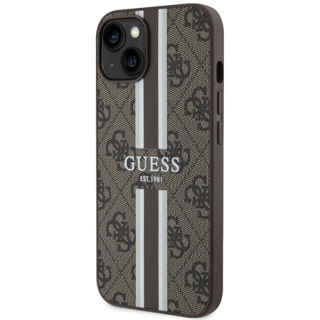 Etui Guess GUHMP14SP4RPSW na iPhone 14 - brązowe 4G Printed Stripes MagSafe