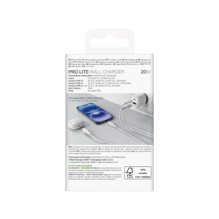 PURO ŁADOWARKA SIECIOWA 20W USB-A USB-C DO TELEFONÓW APPLE IPHONE 13 14 PRO