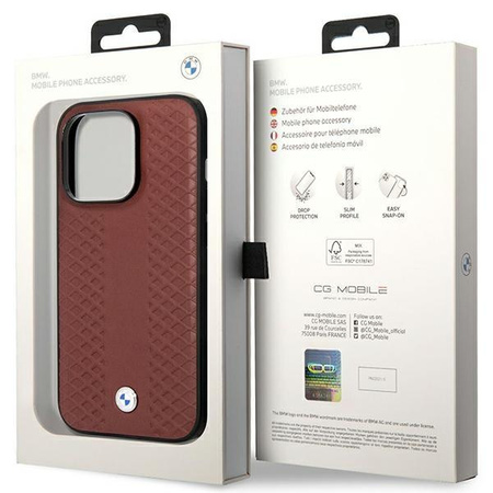 Etui BMW BMHCP14X22RFGR na iPhone 14 Pro Max burgundowy/burgundy Leather Diamond Pattern