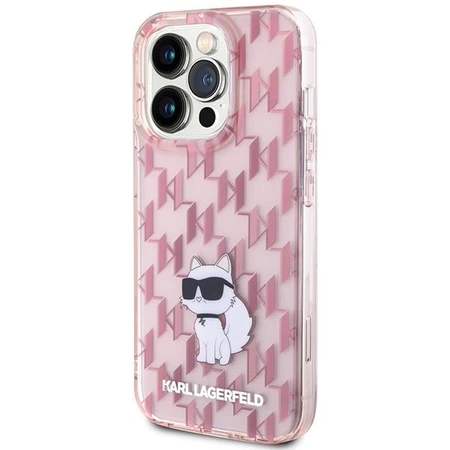 Etui Karl Lagerfeld Monogram Choupette na iPhone 15 Pro Max - różowe
