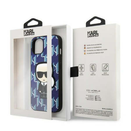 Etui Karl Lagerfeld KLHCP13SPMNIKBL na iPhone 13 mini hardcase - niebieskie Monogram Ikonik Patch