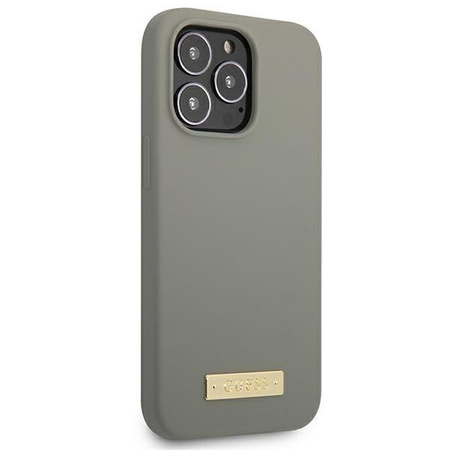 Guess GUHMP13LSPLG iPhone 13 Pro / 13 6,1" szary/grey hard case Silicone Logo Plate MagSafe