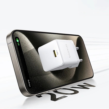 BASEUS ŁADOWARKA SIECIOWA PALM 1C 20W Z KABLEM USB-C 60W DO IPHONE 12 13