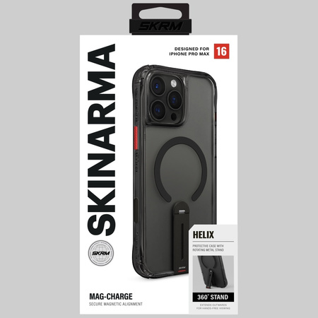Etui Skinarma Helix do iPhone 16 Pro Max Magnetic Charging 360 Rotating Stand czarny