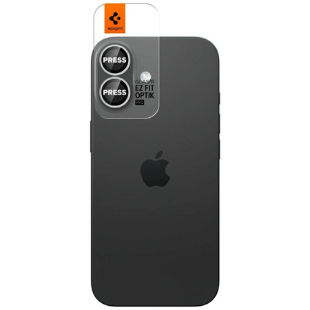 Osłona aparatu Spigen Optik Pro Glas.TR  "EZ FIT" Camera Protector 2szt do iPhone 17 / 16 / 16 Plus srebrny