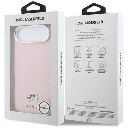 Etui Karl Lagerfeld Karl & Choupette     Head Pins Saffiano MagSafe do iPhone Air różowy