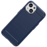 Elastyczne etui wzór karbon do iPhone 15 Plus Carbon Case - niebieskie