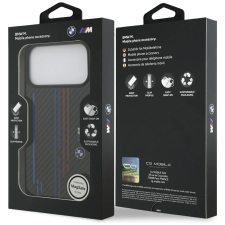 Etui BMW M Kevlar Lines & Logo MagSafe na iPhone 17 Pro Max - czarne