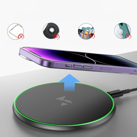 Ładowarka indukcyjna Wozinsky WLI-01Y 15W Qi z kablem USB-C - czarny