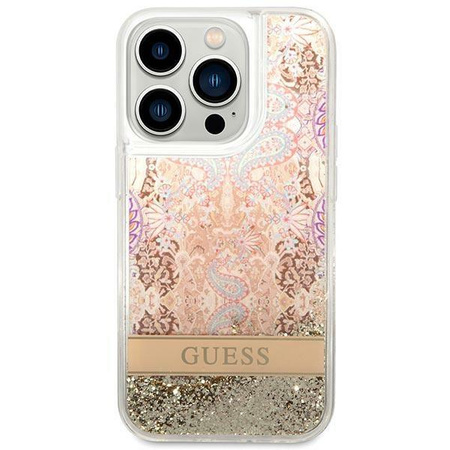 Guess GUHCP14XLFLSD iPhone 14 Pro Max 6,7" złoty/gold hardcase Paisley Liquid Glitter