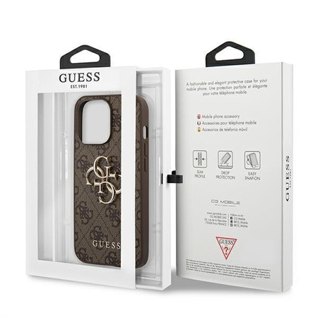 Guess GUHCP13X4GMGBR iPhone 13 Pro Max 6,7" brązowy/brown hardcase 4G Big Metal Logo