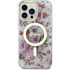 Etui Guess GUHMP14LHCFWST na iPhone 14 Pro - przezroczyste hardcase Flower MagSafe