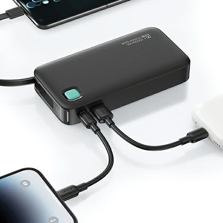 USAMS POWERBANK 10000MAH 20W PD DO TELEFONÓW SZYBKA ŁADOWARKA ZWIJANY KABEL