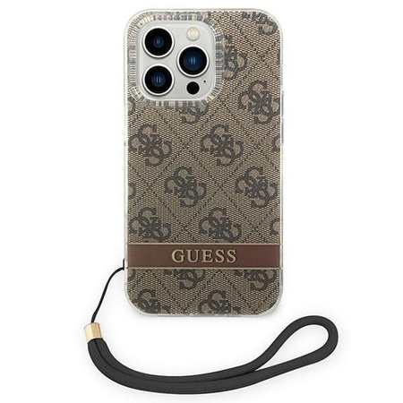 Guess GUOHCP14XH4STW iPhone 14 Pro Max 6,7" brązowy/brown hardcase 4G Print Strap