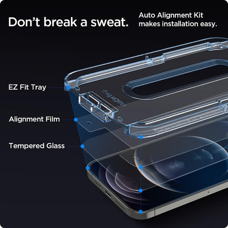 SZKŁO HARTOWANE SPIGEN GLAS.TR ”EZ FIT” 2-PACK IPHONE 12/12 PRO