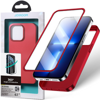 Joyroom 360 Full Case etui pokrowiec do iPhone 13 obudowa na tył i przód + szkło hartowane czerwony (JR-BP927 red)