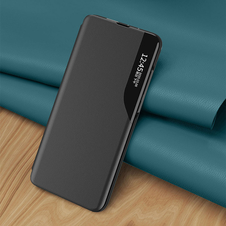 Eco Leather View Case elegancki futerał etui z klapką i funkcją podstawki Samsung Galaxy A22 5G czarny