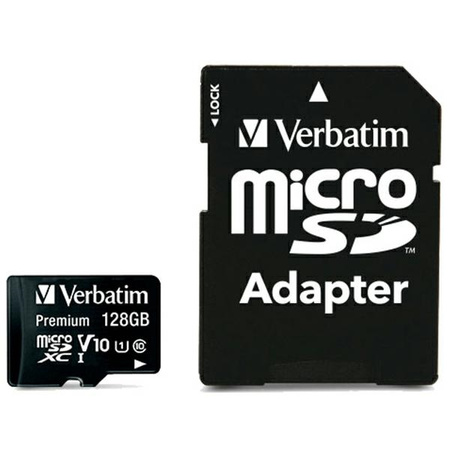 VERBATIM KARTA MICROSDXC 128GB DO TELEFONÓW TABLETÓW ZADAPTER V10+ SZYBKOŚĆ