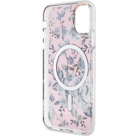 Etui Guess Flower MagSafe GUHMN61HCFWSP na iPhone 11 / Xr - różowe