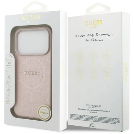 GUESS ETUI SAFFIANO CLASSIC LOGO MAGSAFE DO IPHONE 17 PRO OCHRONA