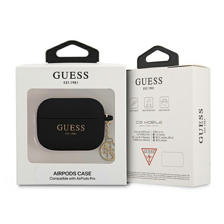 Etui Guess GUAPLSC4EK na AirPods Pro - czarne Silicone Charm 4G Collection