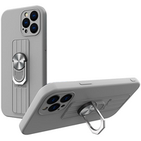 Ring Case silikonowe etui z uchwytem na palec i podstawką do iPhone 13 mini srebrny
