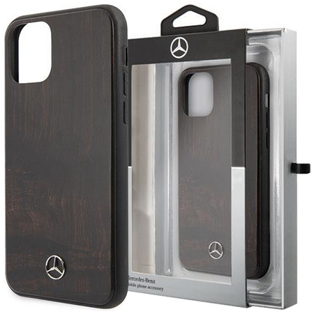 Etui Mercedes Wood Line Rosewood na iPhone 11 Pro - brązowe