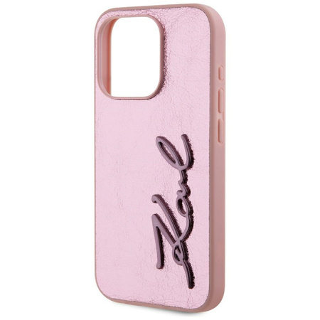 KARL LAGERFELD ETUI WRINKLED METAL DO IPHONE 15 PRO MAX Z PODPISANĄ OKŁADKĄ