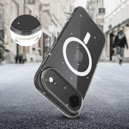 Etui Tech-Protect FlexAir MagSafe na iPhone 17 Air - przezroczysto-brokatowe