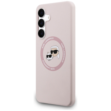 Etui Karl Lagerfeld Silicone             Karl&Choupette Heads MagSafe do Samsung Galaxy S25 FE różowy