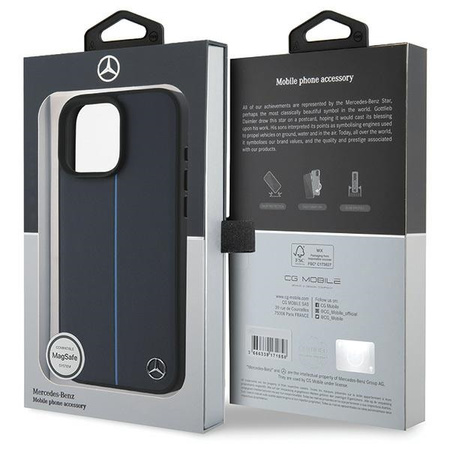 MERCEDES ETUI HARDCASE DO IPHONE 16 PRO MAX DO MAGSAFE MB BLUE LINE LEATHER