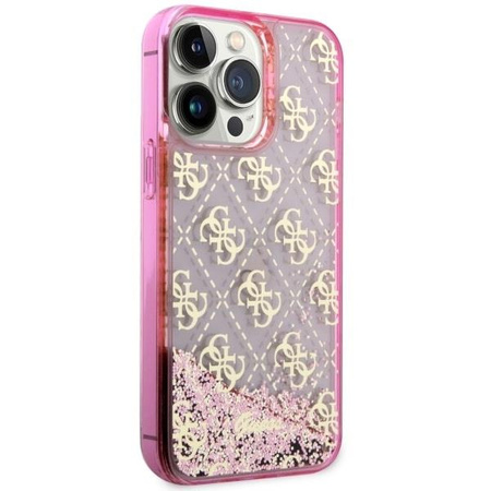 Etui Guess GUHCP14LLC4PSGP na iPhone 14 Pro - różowe Liquid Glitter 4G Transculent