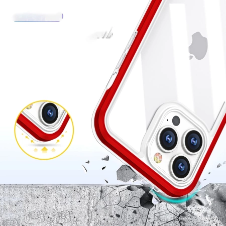 HURTEL CLEAR 3IN1 ETUI DO IPHONE 13 PRO MAX ŻELOWY Z RAMKĄ OCHRONĄ