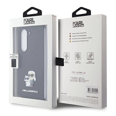 Etui Karl Lagerfeld Saffiano Karl&Choupette Pin na Samsung Galaxy Z Fold 5 - czarne