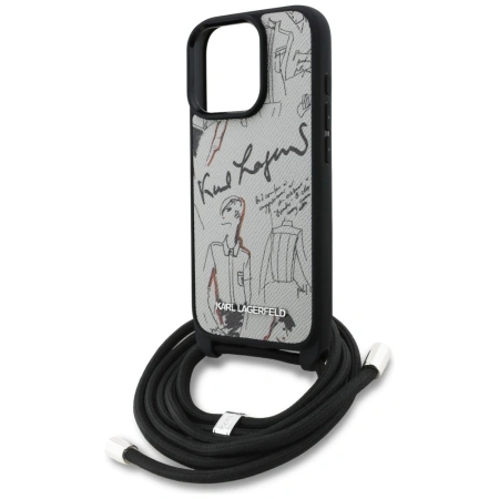 KARL LAGERFELD ETUI CROSSBODY GRAINED PATTERN & LOGO DO IPHONE 16 PRO MAX