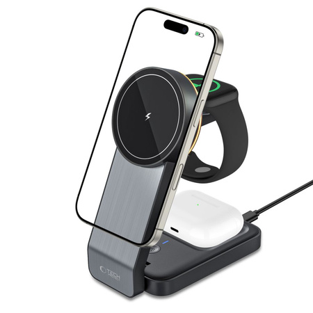 TECH-PROTECT ŁADOWARKA BEZPRZEWODOWA DO MAGSAFE IPHONE 12 13 14 3IN1 QI 15W