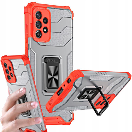 Crystal Ring Case pancerne hybrydowe etui pokrowiec + magnetyczny uchwyt Samsung Galaxy A72 4G czerwony