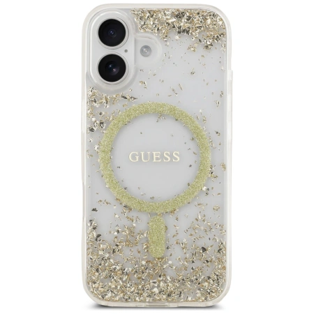 GUESS ETUI RESIN BOTTOM GLITTER MAGSAFE DO IPHONE 17 Z BŁYSZCZĄCĄ POWŁOKĄ