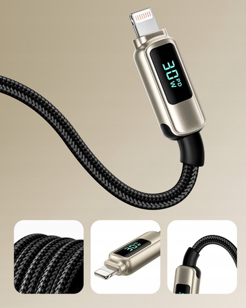 INNOSTYLE KABEL Z WYŚWIETLACZEM USB-C LIGHTNING DO IPHONE 12 13 14 30W 1M