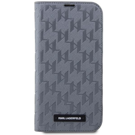 Etui Karl Lagerfeld Saffiano Monogram KLBKP14LSAKLHPG na iPhone 14 Pro - srebrne