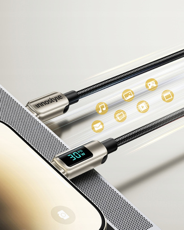INNOSTYLE KABEL Z WYŚWIETLACZEM USB-C LIGHTNING DO IPHONE 12 13 14 30W 1M