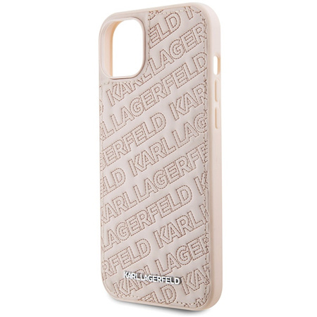 KARL LAGERFELD POKROWIEC DO IPHONE 15 PLUS 14 PLUS QUILTED K PATTERN RÓŻOWY